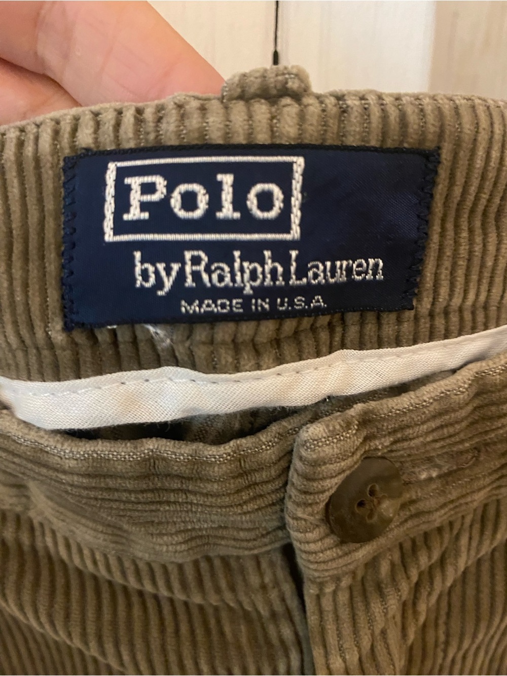 Polo Ralph Lauren Olive Green Corduroy Pleated Trousers Vtg Dbl Pleated 32 x 28 - Picture 2 of 10